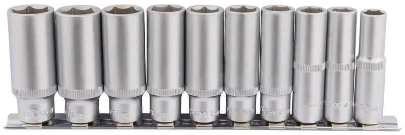 Draper 3/8" Sq. Deep Socket Set on Metal Rail (10 Piece)