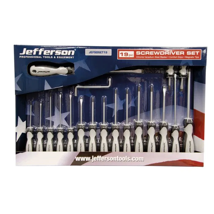 Jefferson 19 Piece Screwdriver Set - Chrome Vanadium Steel Blades