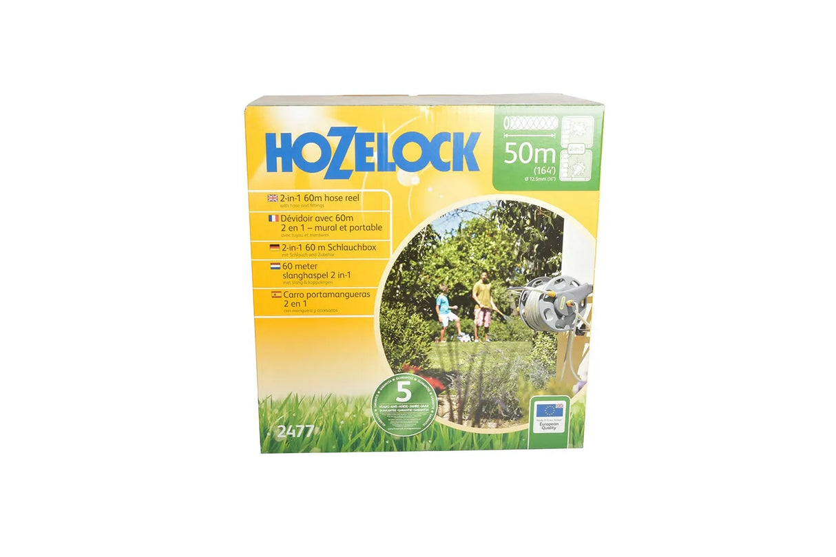 Hozelock 60m 2-in-1 Hose Reel & 50m Multipurpose Hose