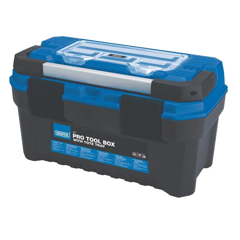 Draper Pro Toolbox with Tote Tray, 20", Blue