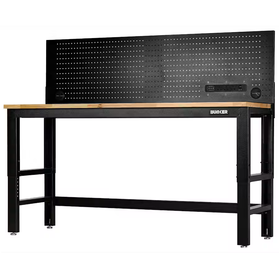 BUNKER Workbench with Worktop and Power Pegboard, 1830mm