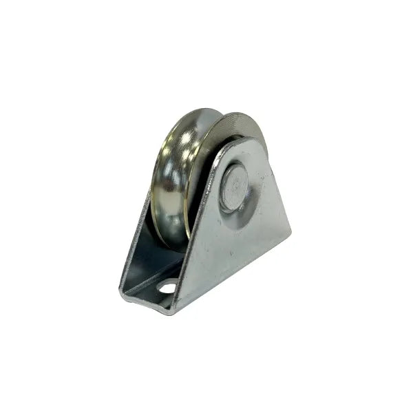 60mm Round Groove Wheel in Fixed Bracket G20660 - Zinc-Plated Steel, 85kg Load