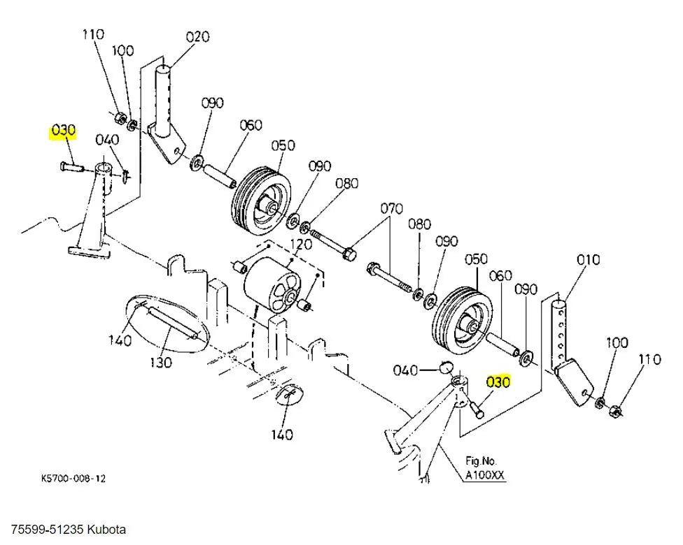 75599-51235 Kubota Clevis Pin 5/16 x 1.75 - Genuine OEM Part