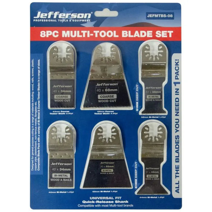 Jefferson 8 Piece Bi-Metal Multi Tool Blade Set