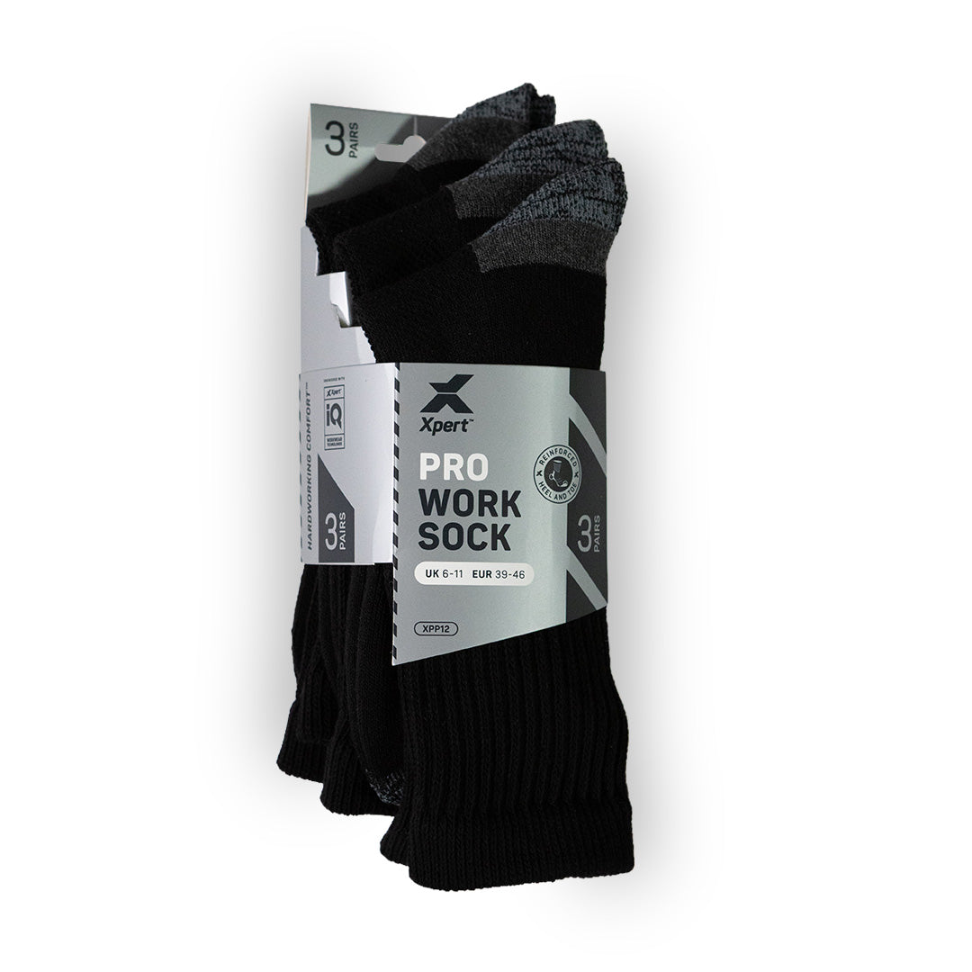 Xpert Pro Active Work Socks 3 Pack Black