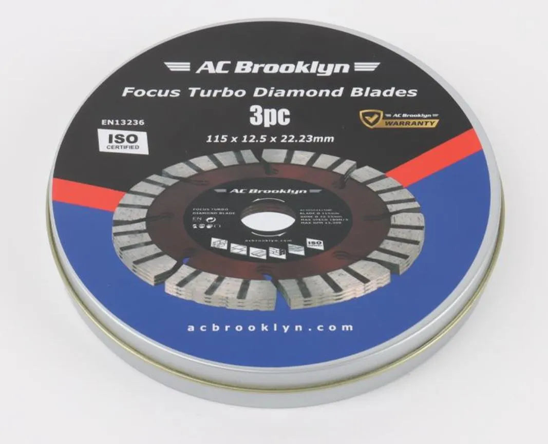 AC Brooklyn 3PC 115mm Turbo Diamond Disc Set - High-Performance Cutting Discs in Durable Tin Case