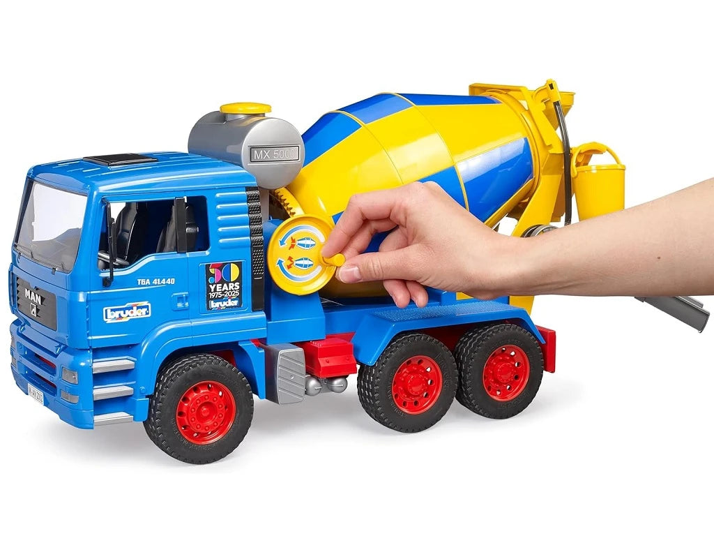 Bruder MAN TGA Cement Mixer Truck - 1:16 Construction Toy with Rotating Drum & Water Function