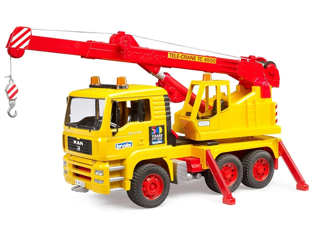 Bruder MAN TGA Crane Truck - 1:16 Construction Vehicle with 360° Rotating Crane & Tilt Cab