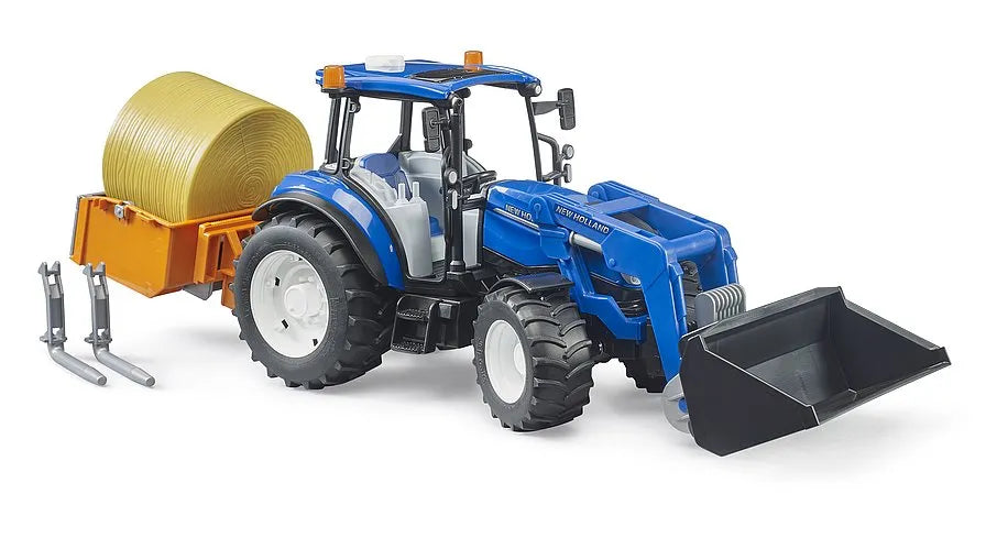 Bruder New Holland T5.120 Toy Tractor with Frontloader, Dump Box & Forks