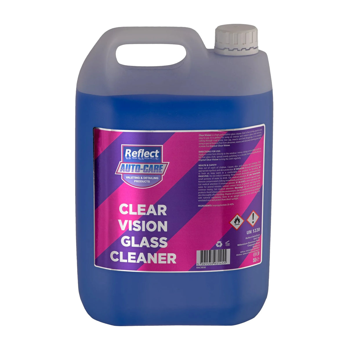 Reflect Clear Vision Glass Cleaner 5 Litre | High-Performance Silicone-Free Cleaner