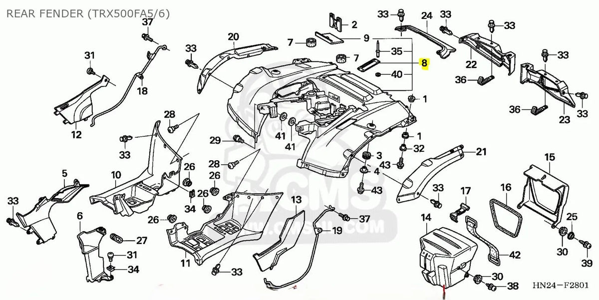Genuine Honda Front Fender | 80100-HP0-A00ZB - Fits TRX500FE1H (2017)