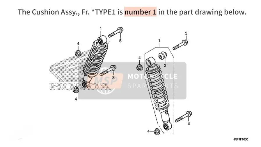 Honda OEM Front Shock Absorber | 51400-HR6-A71ZB - Genuine Replacement for Honda ATV Models