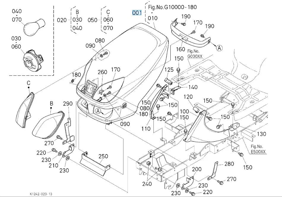 K1253-95050 Kubota Bonnet Kit for GR Series Lawn Tractors GR16/2100