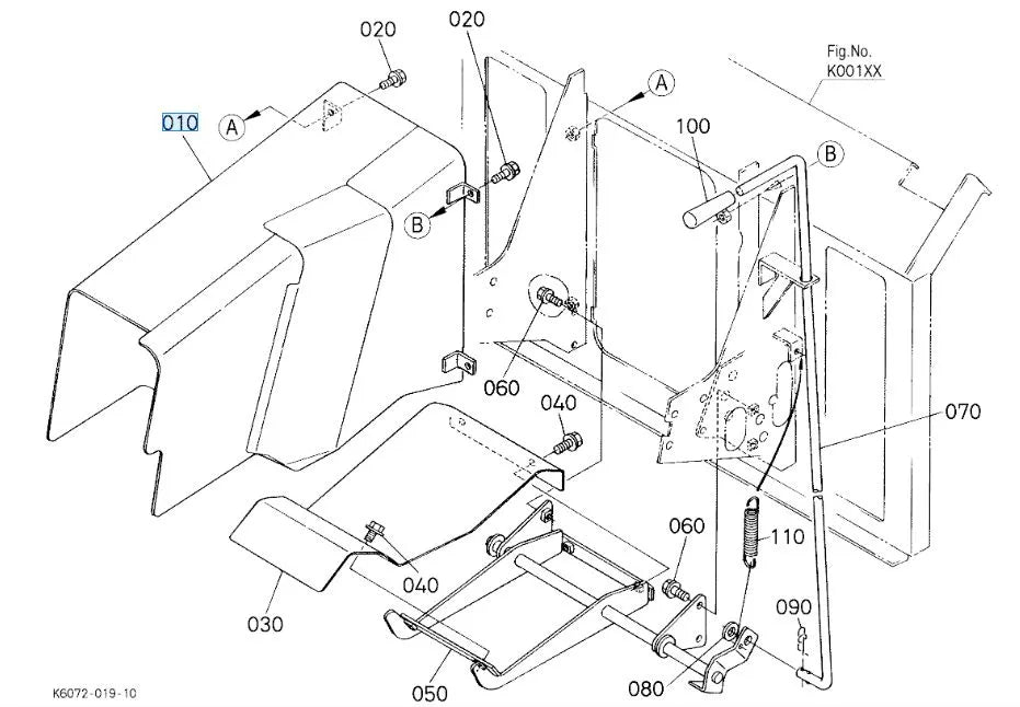 K6072-63770 Kubota Duct for GCK500 G21LD Series Mower Decks