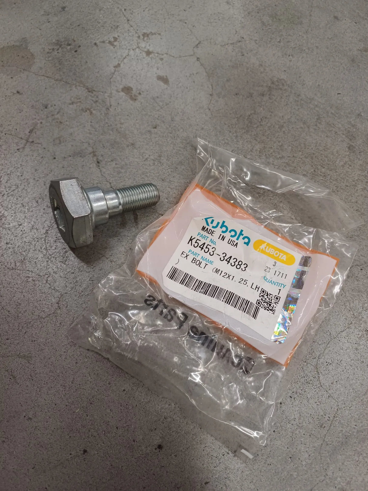 Kubota Blade Bolt 12X1.25 LHS Deck For RC48-G231, RCK48-G23, RCK54-G26 , RCK54-G261