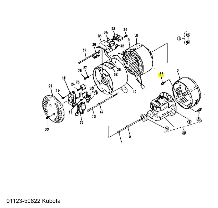 Kubota 01123-50822 Bolt, SEMS - Genuine OEM Replacement for Generators, Cooling Fans & Hydraulic Systems