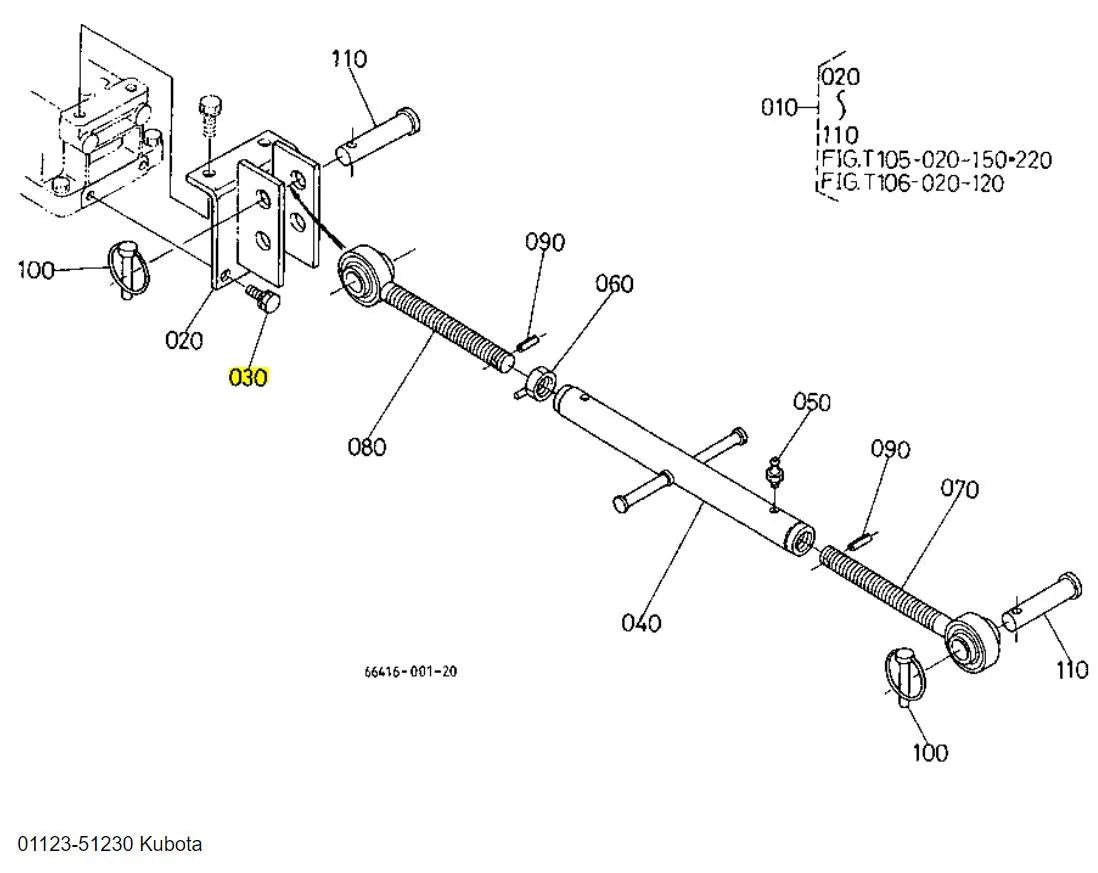 Kubota 01123-51230 Bolt, SEMS - Genuine OEM Replacement for Top Links, Frames, and 3-Point Linkage Systems