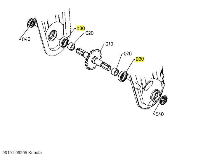 Kubota 08101-06205 Ball Bearing - OEM Replacement for Mid PTO, Front Axle & Drive Shaft