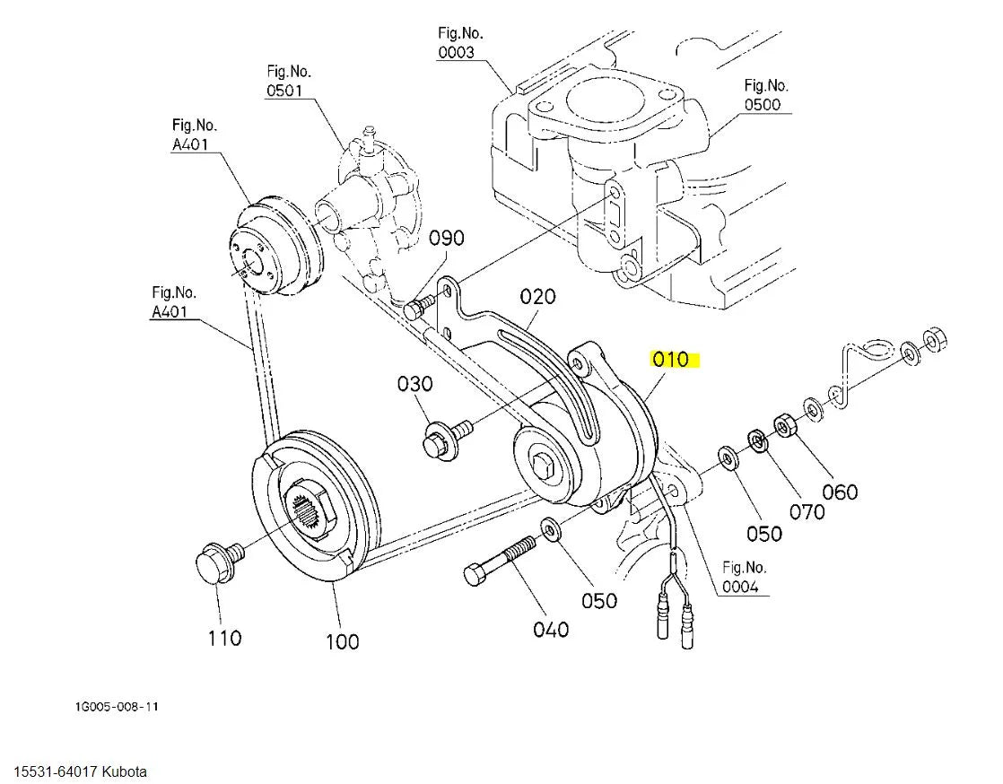 Kubota 15531-64017 Alternator/Dynamo - 12V 18 AMP OEM Replacement for Lawn Tractors and Mowers