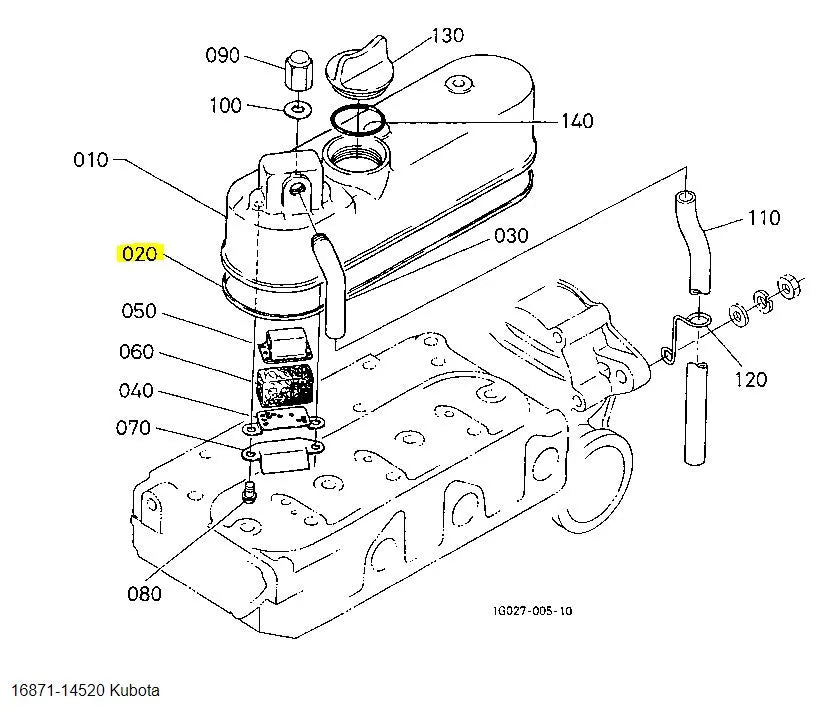 Kubota 16871-14520 Gasket, Head Cover