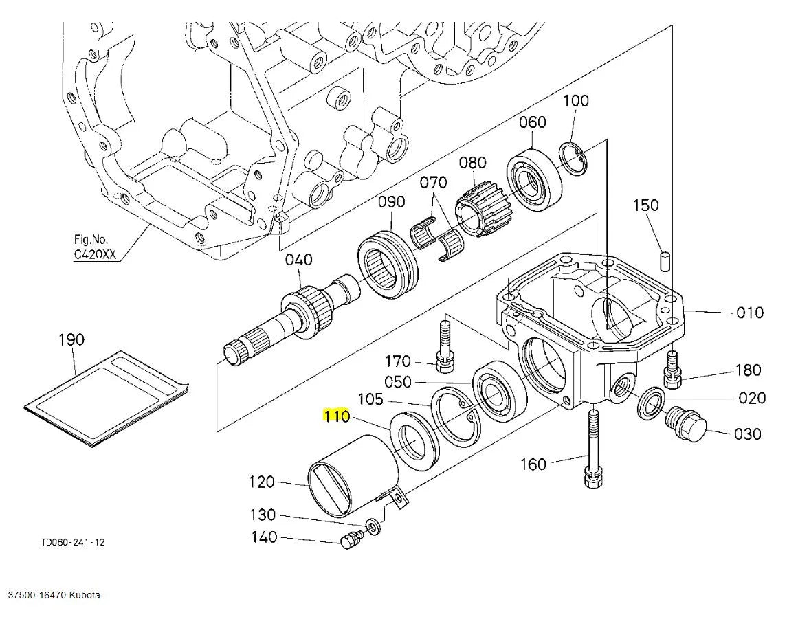Kubota 37500-16470 Oil Seal Genuine OEM Mid PTO & Bevel Gear Seal