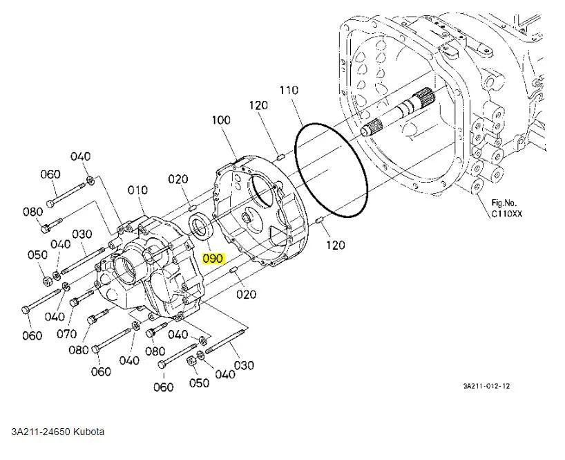 Kubota 3A211-24650 Oil Seal | Genuine OEM Shuttle Gear Case Seal