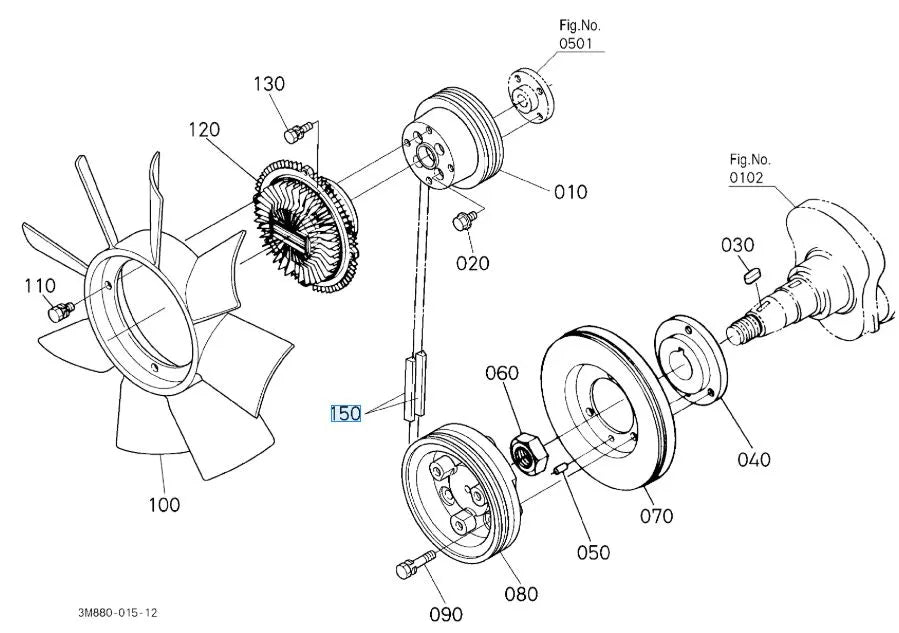 Kubota 3M760-15780 V Belt - OEM Fan & Alternator Drive Belt