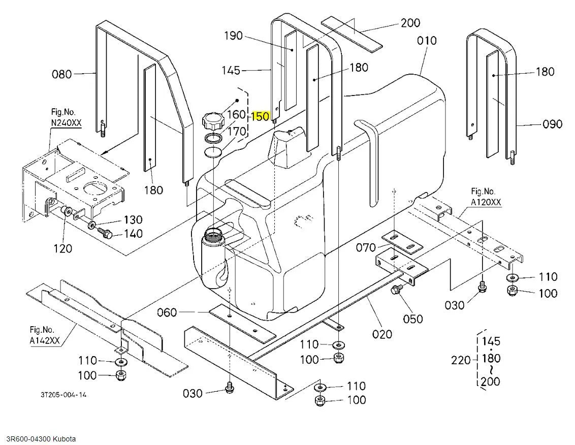 Kubota 3R600-04300 Fuel Tank Cap Assembly - OEM Replacement for M-Series Tractors