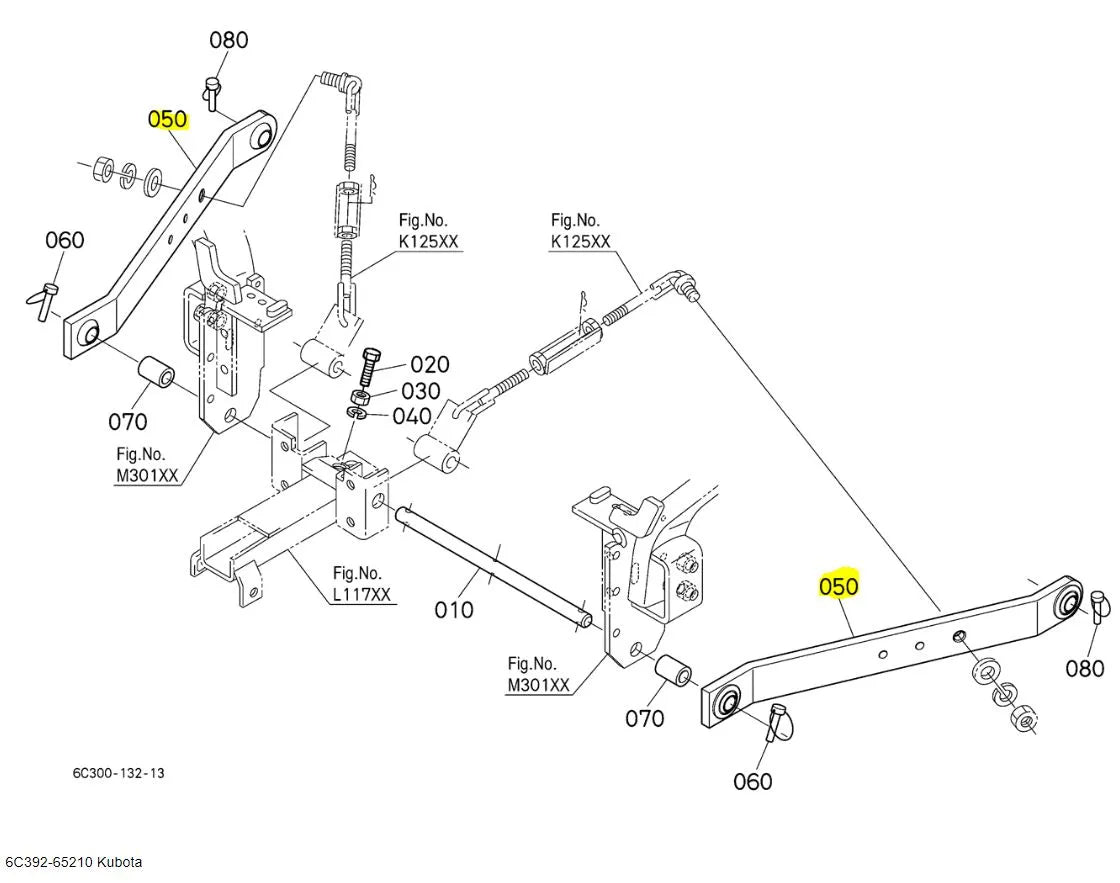 Kubota 6C392-65210 Link, Lower, Complete - Genuine Replacement for B-Series Tractors