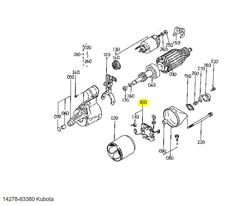 Kubota Brush Holder 14278-63380 - Genuine OEM Replacement Part for Electrical Systems