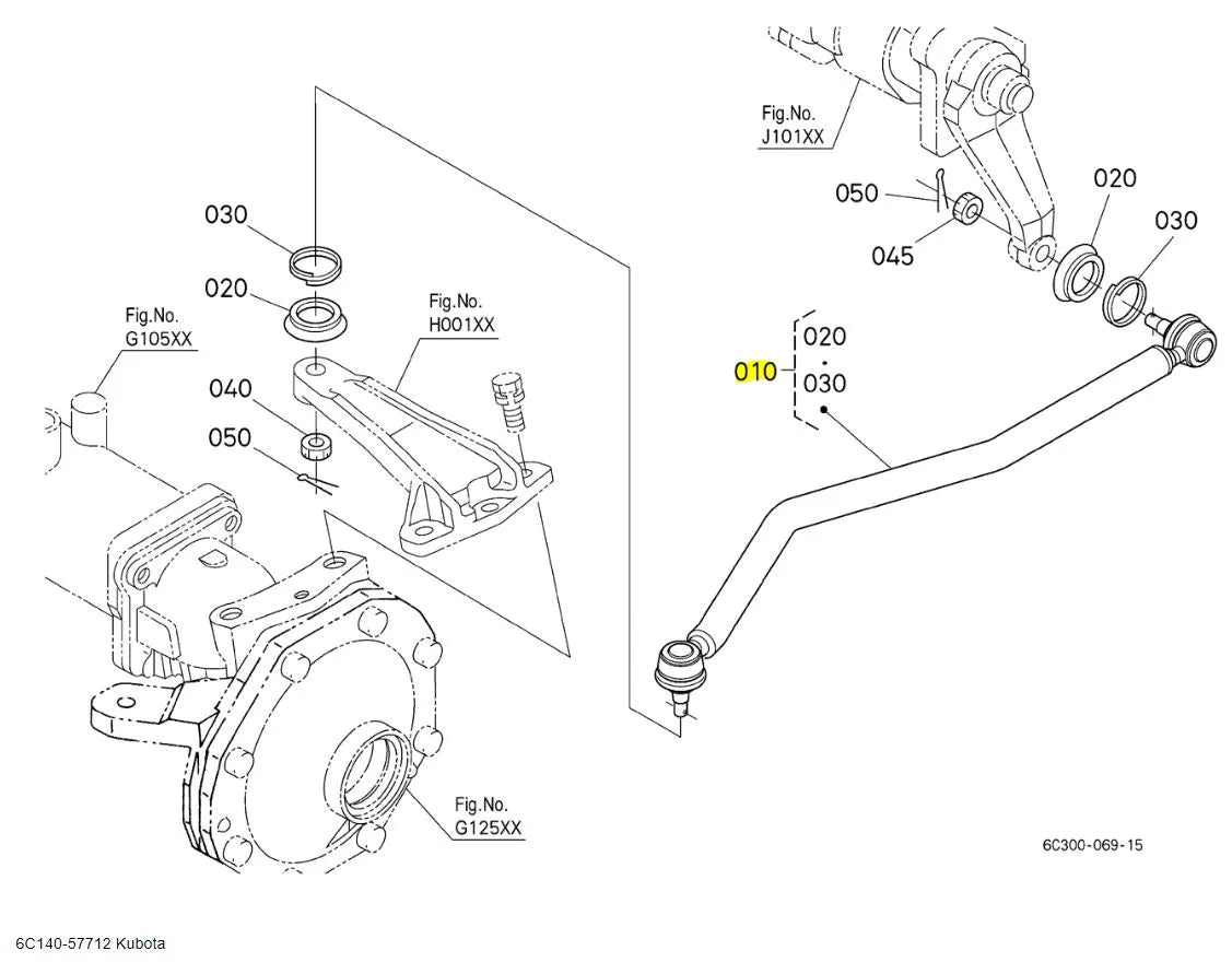 Kubota Drag Link Assembly (271) 6C140-57712