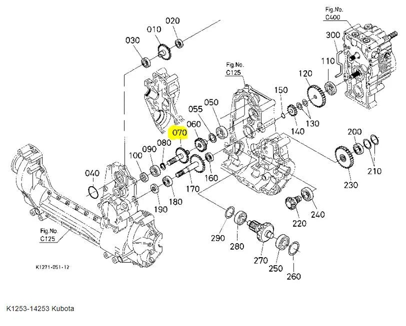 Kubota Input Shaft K1253-14253 - OEM Transmission Shaft for GR Series