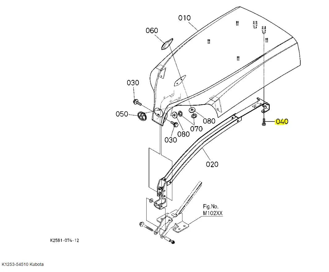 Kubota K1253-54510 Tapping Screw | OEM Hood & Bonnet Fastener