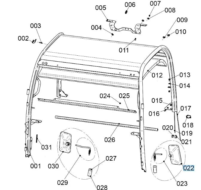 Kubota Mirror Assembly LH - W27TS‑04271 for RTVX 900 / RTV X900 Cab