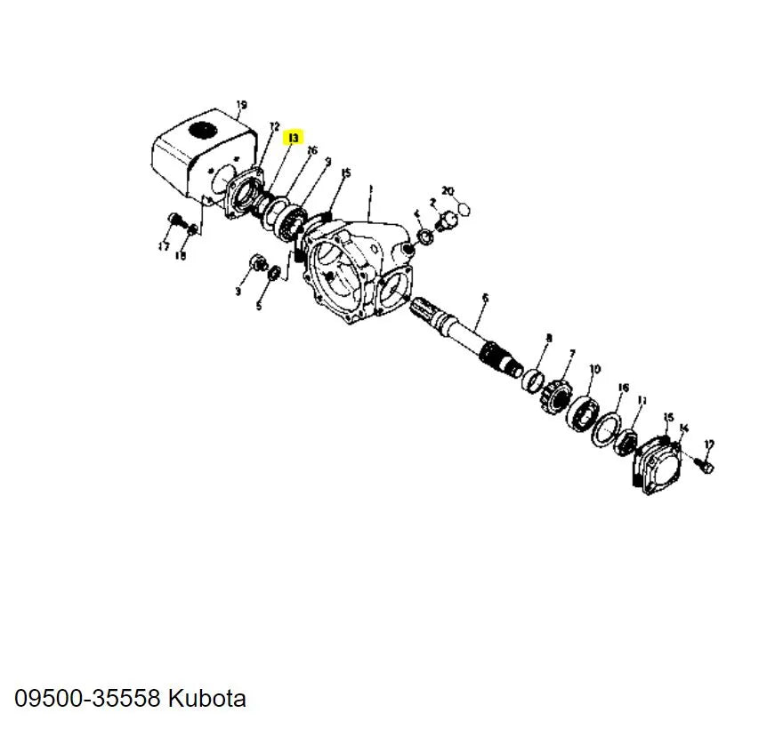 Kubota Oil Seal 09500-35558 | Gearbox & Bevel Gear Shaft Seal