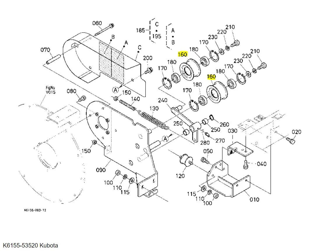 Kubota Pulley Tension K6155-53520 | Reliable Blower Tension Pulley for GCK72-F36