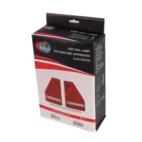 LED Global 9-33V LED Triangular Combination Tail Light with Built-In Smart Resistor (LH)