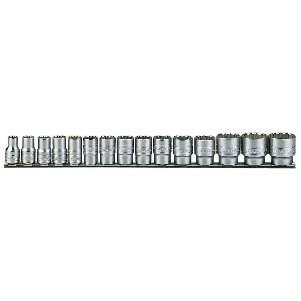Teng Tools 1/2" Socket Clip Rail Set 12 Pt 15 Pieces