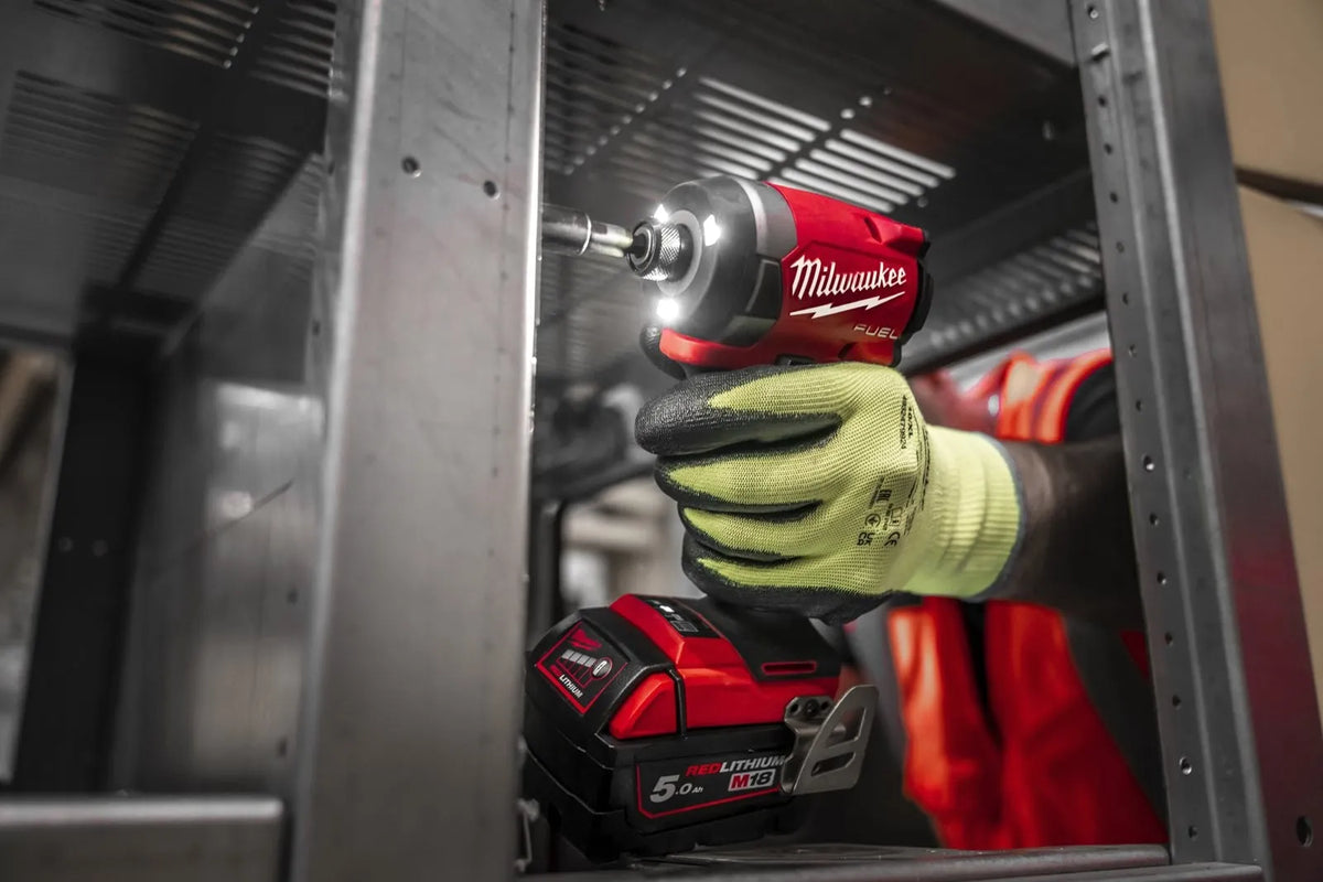 Milwaukee M18 FUEL Power Pack Twin Kit with Percussion Drill & Impact Driver, x2 batteries, charger, toolcase (M18 FPP2A3-502X)