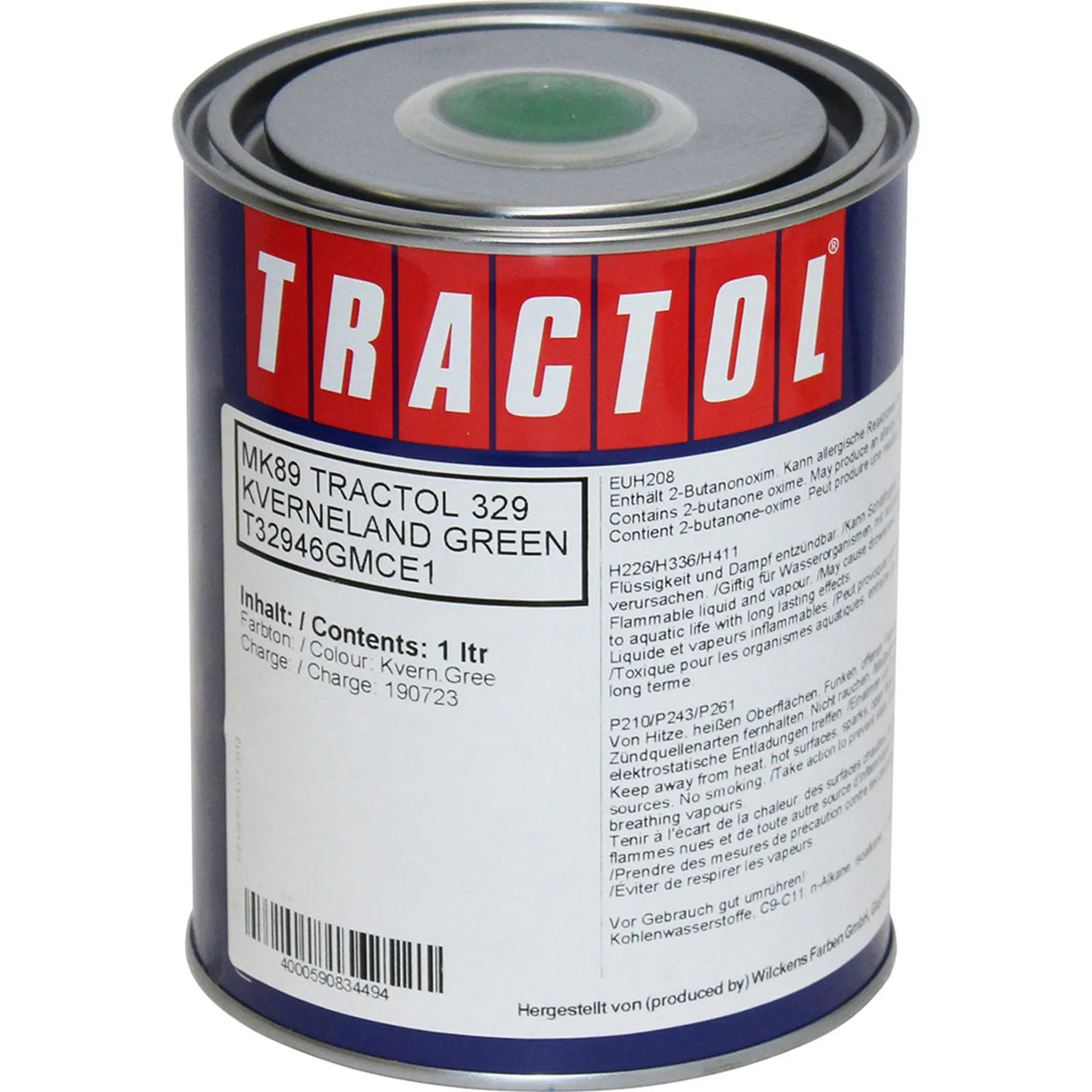 Tractol Kverneland Green High Gloss Paint (T32746G) - 1 Litre for Agricultural & Construction Equipment - MK89