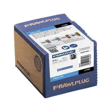 Rawlplug 4ALL Universal Plug 5x25mm - 100 Pcs Cardboard Box