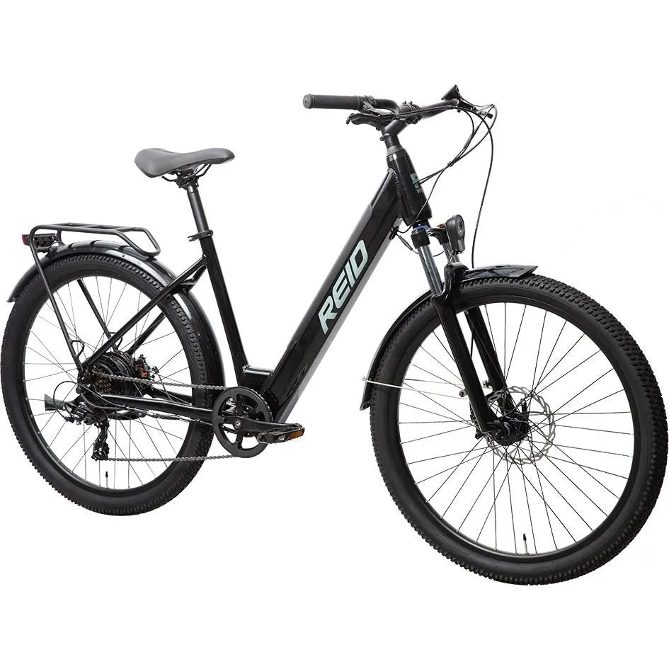 REID Quest 1.0 Electric City Bike Black 42cm (Large) - 250W Motor, 42cm Large Frame, Hydraulic Brakes