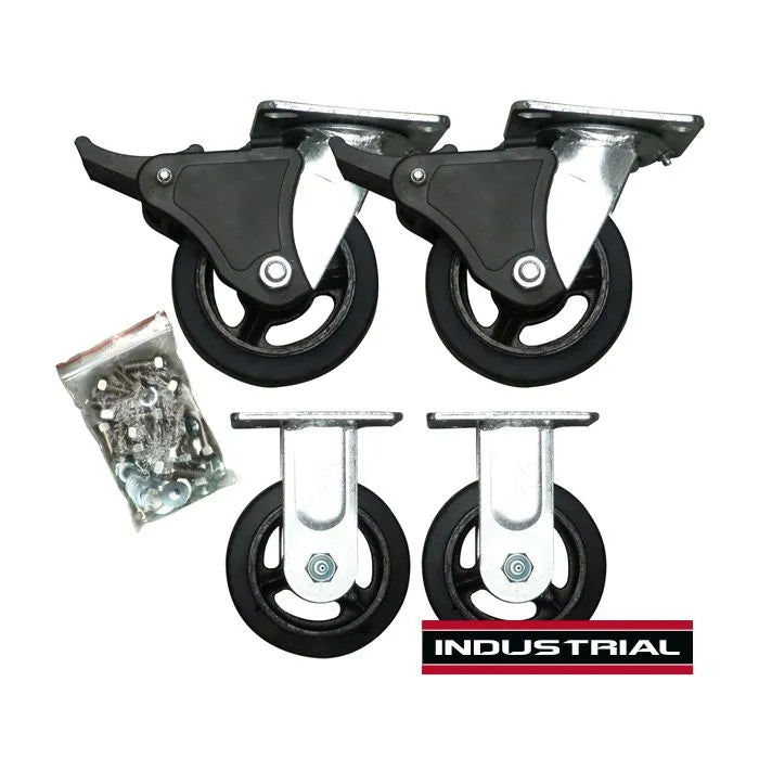 Jefferson 5" Ball-Bearing Rubber Castor Wheel Set with Grease Nipples