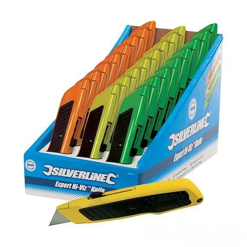 Silverline 868499 Expert Hi-Vis Knife - Heavy-Duty Utility Knife with Aluminium Body