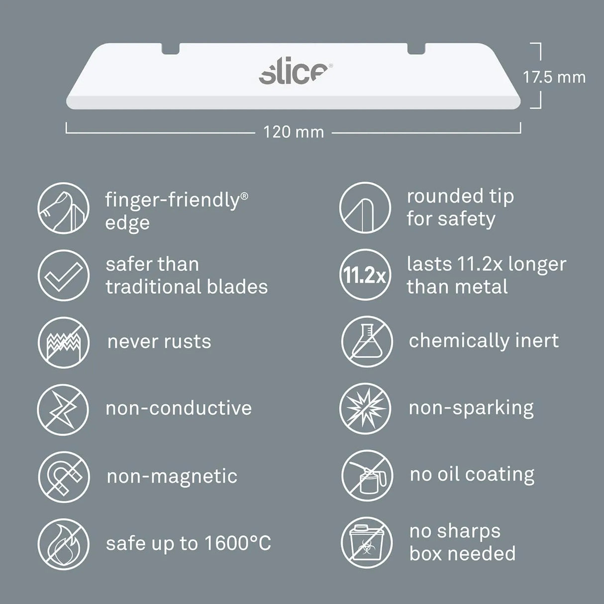 Slice 10538 Industrial Ceramic Blades - Rounded Tip, Pack of 4