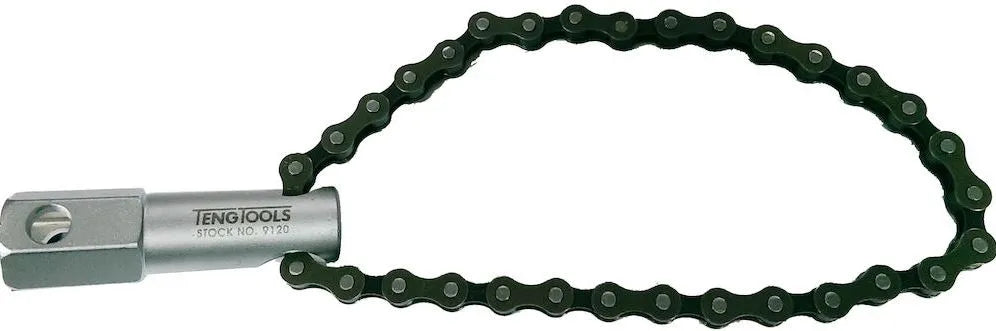 Teng Tools 9120 Oil Filter Removal Wrench - Chain Type, 1/2" Drive, 120mm Capacity