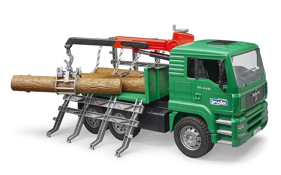 Bruder MAN Timber Transport Truck with Loading Crane and 3 Tree Trunks