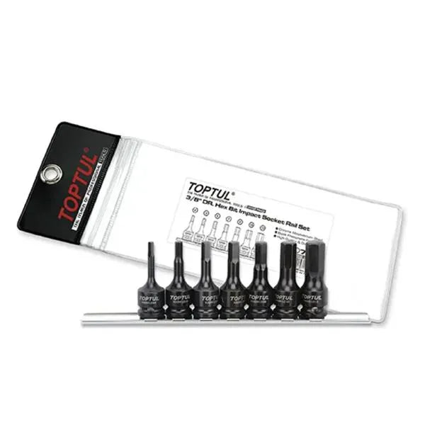Toptul 3/8" Dr Hex Bit Impact Socket Set 7pc 4-12mm