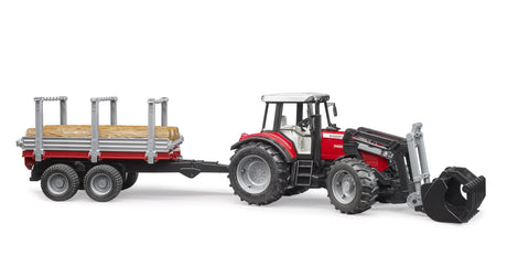 Bruder Massey Ferguson 7840 + Frontloader and timber trailer