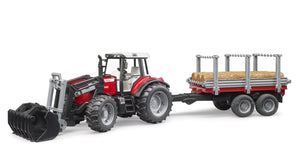 Bruder Massey Ferguson 7840 + Frontloader and timber trailer